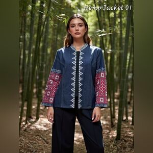 Size S - Indigo Blue Hemp Jacket